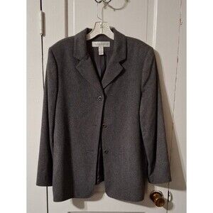 Valerie Stevens Dark Gray Wool-Blend Single-Breasted Blazer